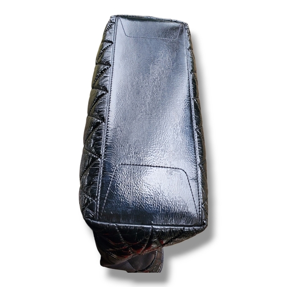 Coach 18676 Quilted Poppy Black on Black Jacquard Silver Tote Bag - Picture 6 of 17